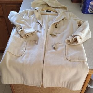 Elegant Cream Trench Coat with Toggle Closures